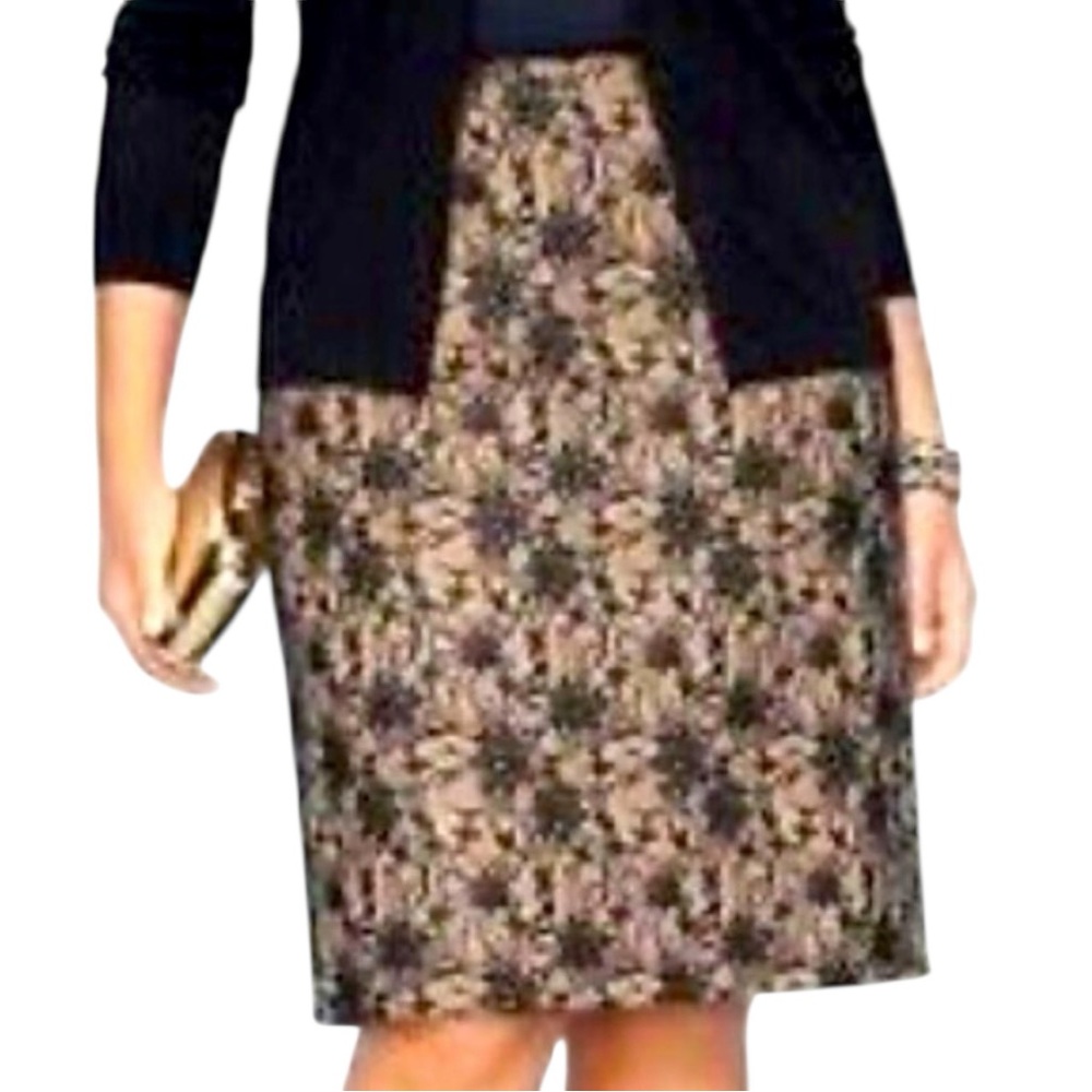 Talbots Lace Overlay Pencil Skirt Tan Black Size 12 Elegantcore Classiccore